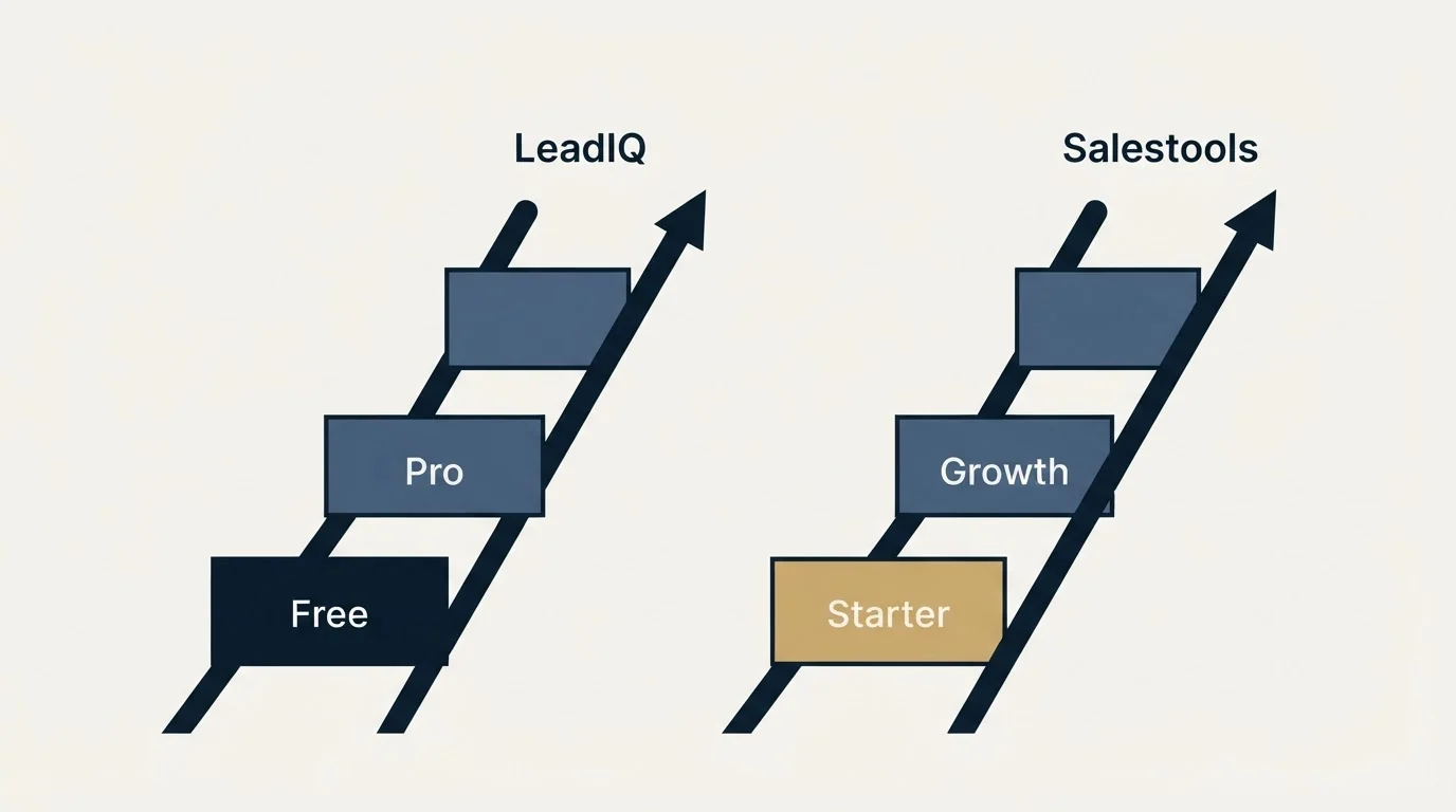 Pricing ladder: Pricing Comparison (LeadIQ, Salestools, Free, Starter)