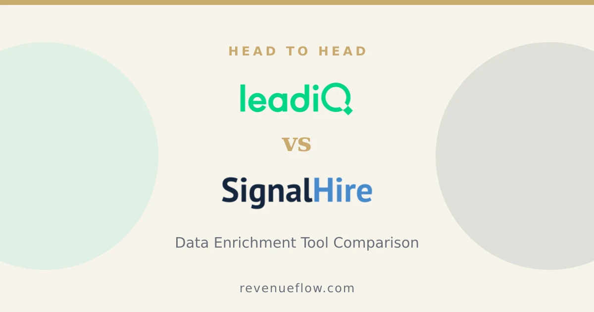 Branded cover: LeadIQ vs SignalHire: Data Enrichment Tool Comparison