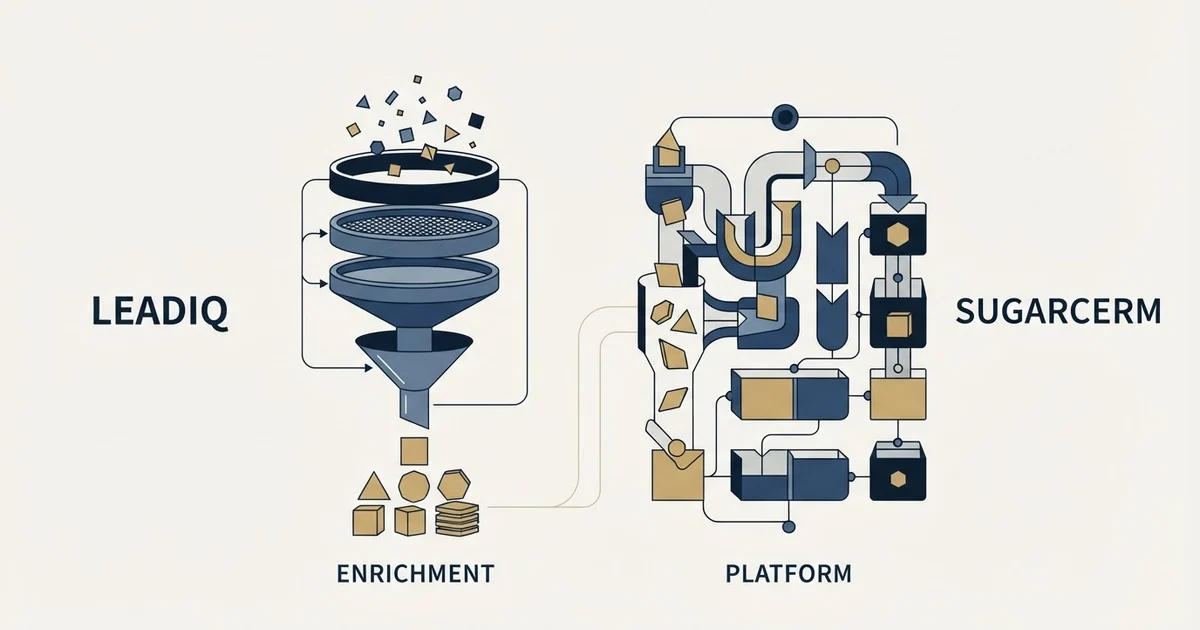 Editorial illustration for LeadIQ vs SugarCRM