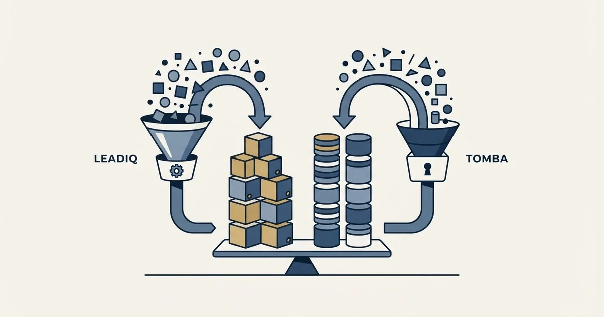 Editorial illustration for LeadIQ vs Tomba