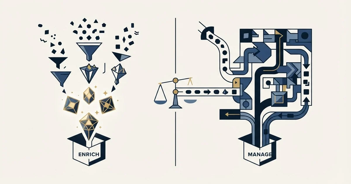 Editorial illustration for LeadMagic vs OnePageCRM