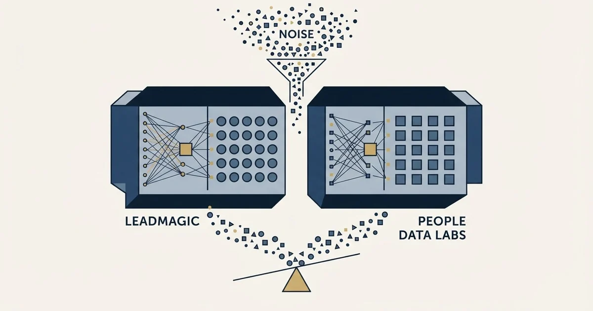 Editorial illustration for LeadMagic vs People Data Labs