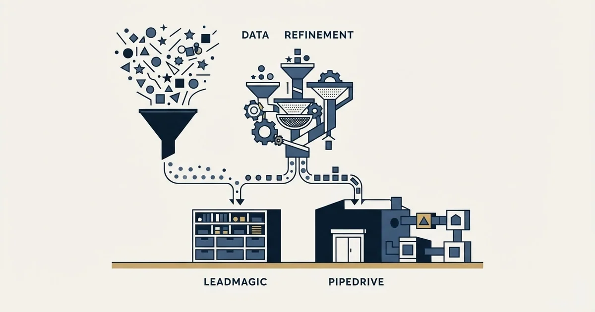 Editorial illustration for LeadMagic vs Pipedrive