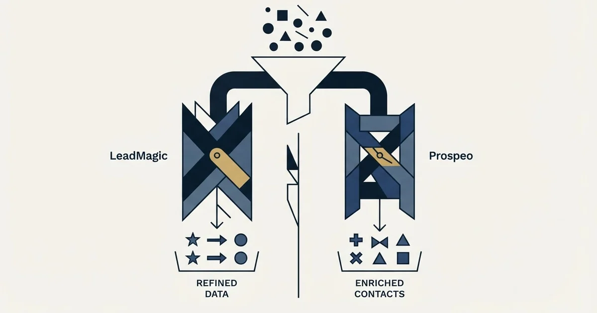 Editorial illustration for LeadMagic vs Prospeo