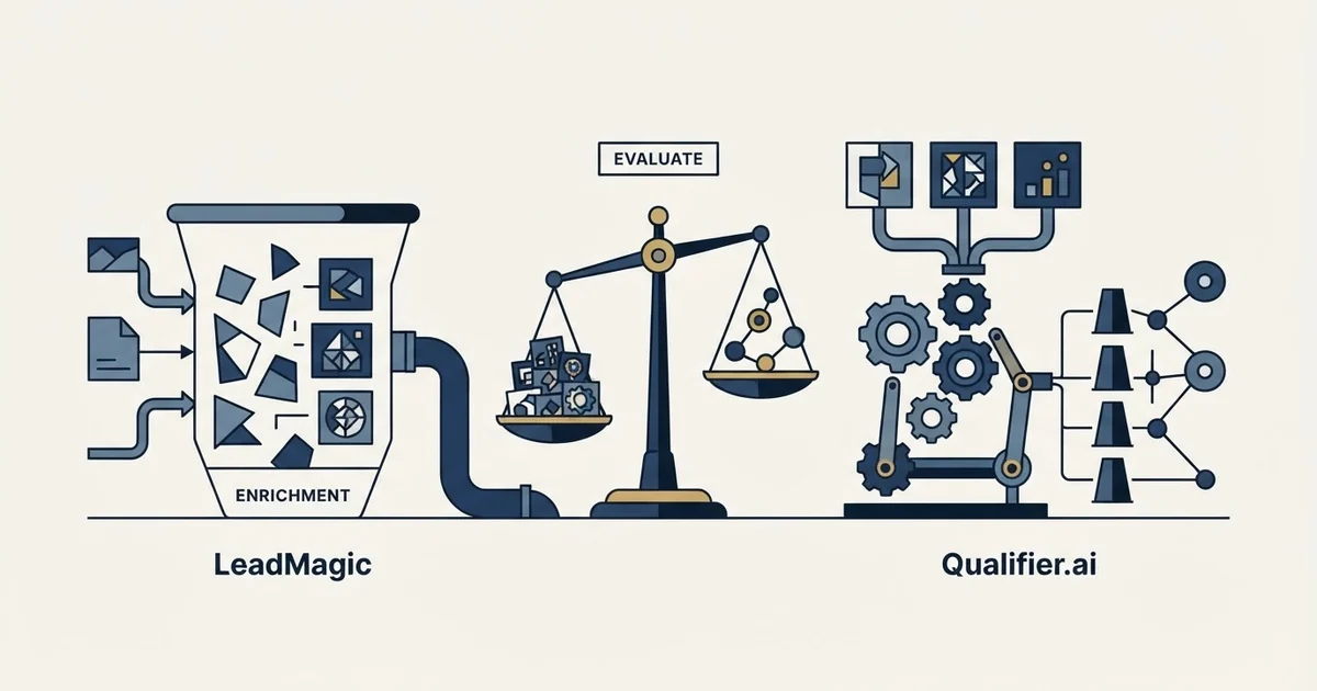 Editorial illustration for LeadMagic vs Qualifier.ai