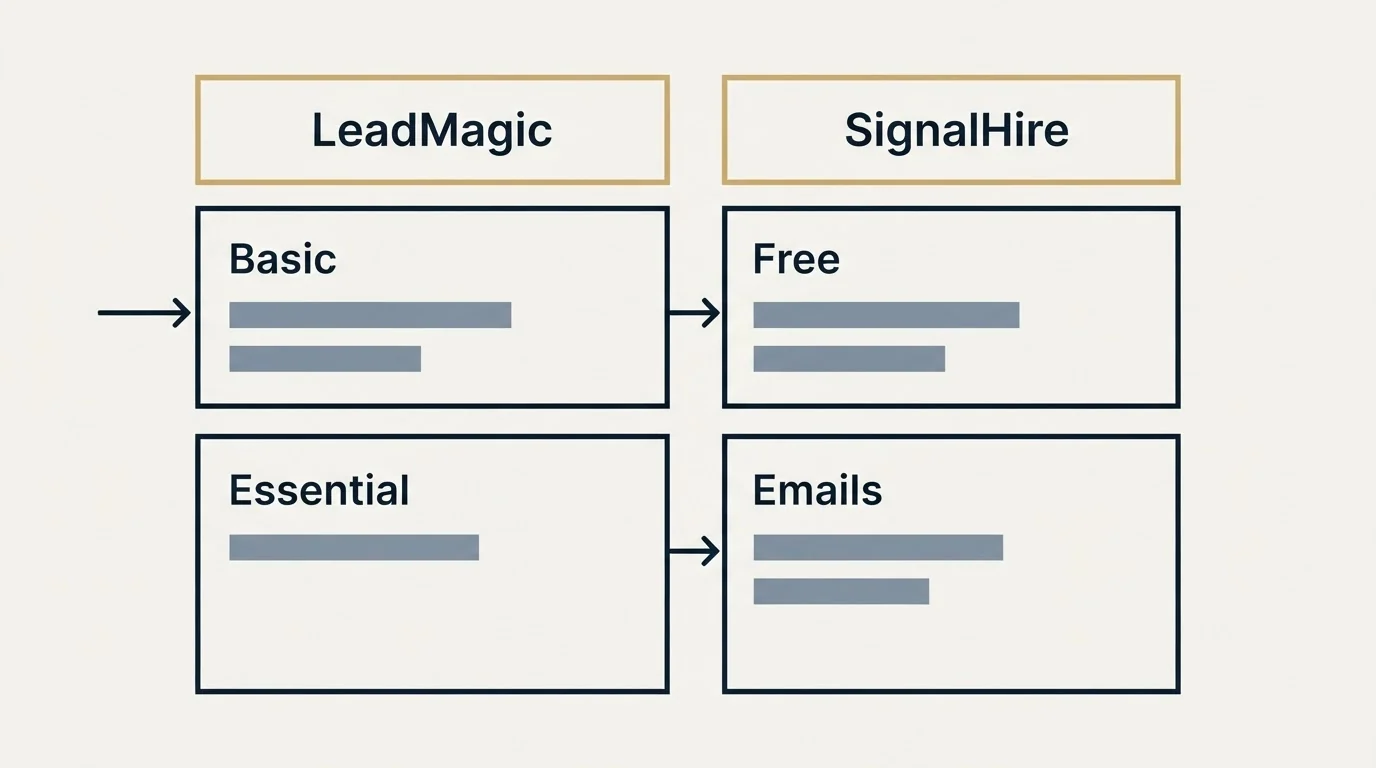 Pricing table: Pricing Comparison (LeadMagic, SignalHire, Basic, Free)