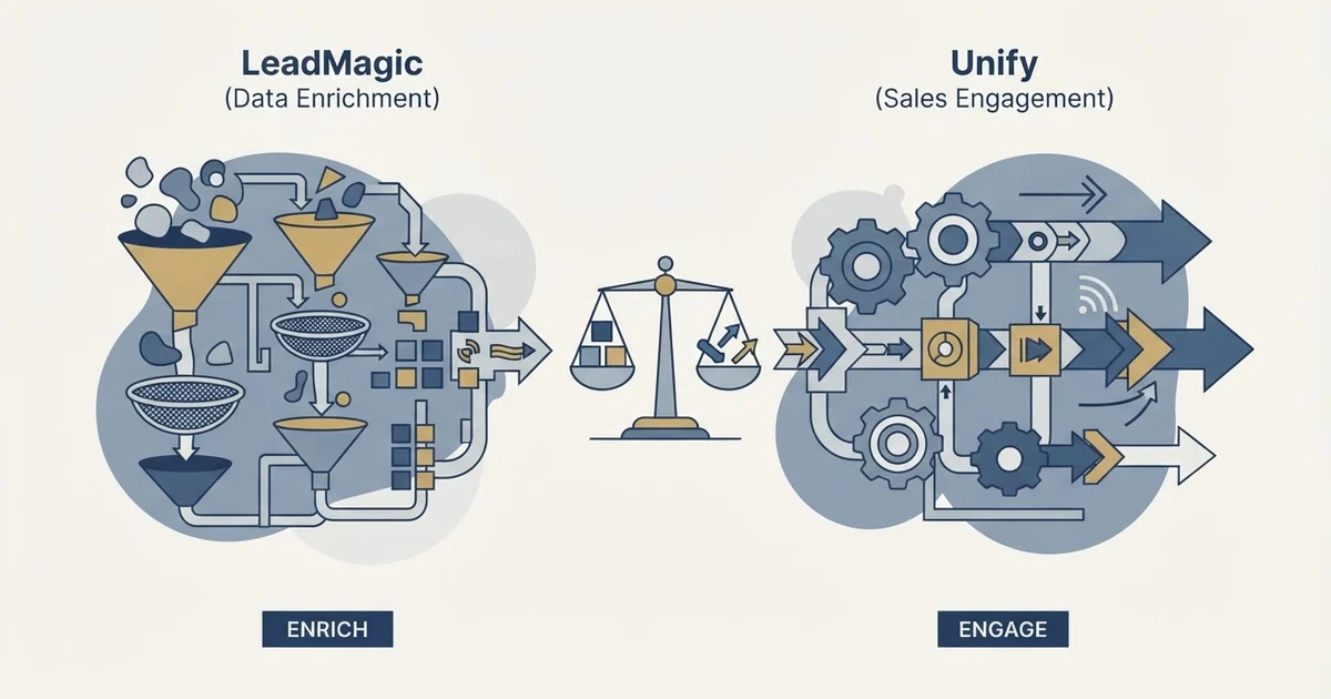 Editorial illustration for LeadMagic vs Unify