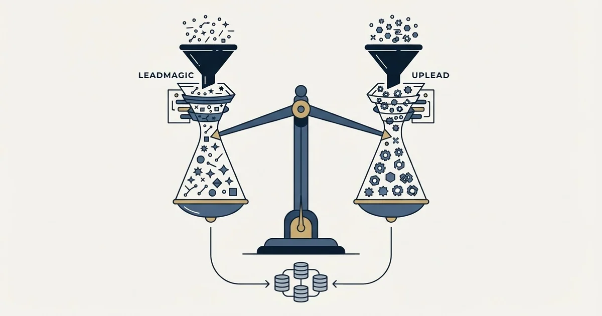Editorial illustration for LeadMagic vs UpLead