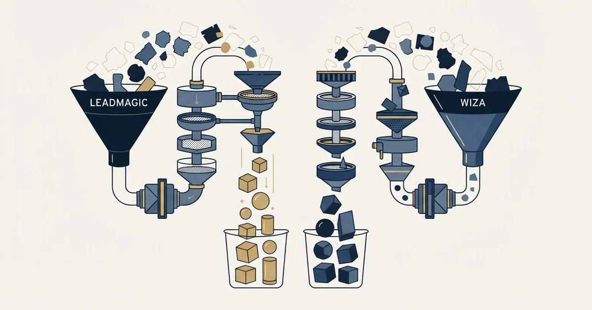 Editorial illustration for LeadMagic vs Wiza