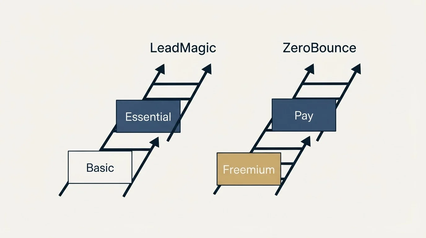 Pricing ladder: Pricing Comparison (LeadMagic, ZeroBounce, Basic, Freemium)