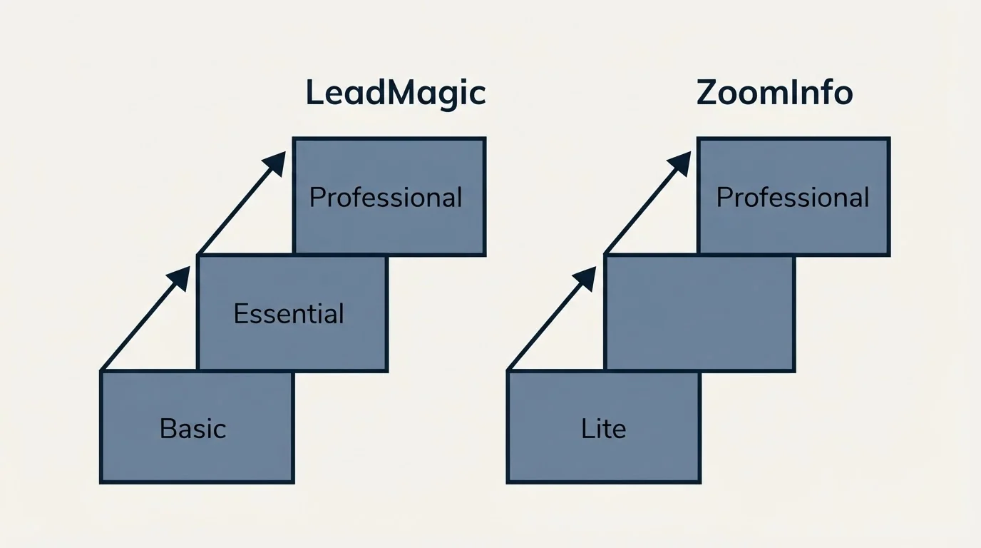 Pricing ladder: Pricing Comparison (LeadMagic, ZoomInfo, Basic, Lite)