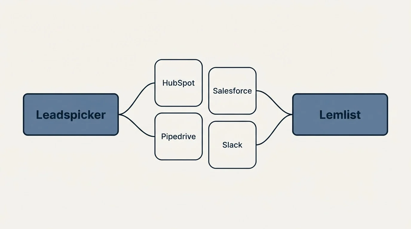 Integration schematic: Integration Ecosystem (Leadspicker, Lemlist, HubSpot, Salesforce)