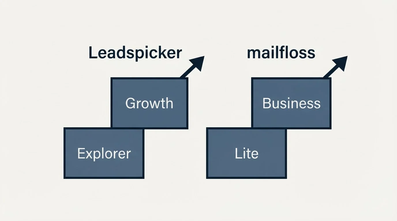 Pricing ladder: Pricing Comparison (Leadspicker, mailfloss, Explorer, Lite)