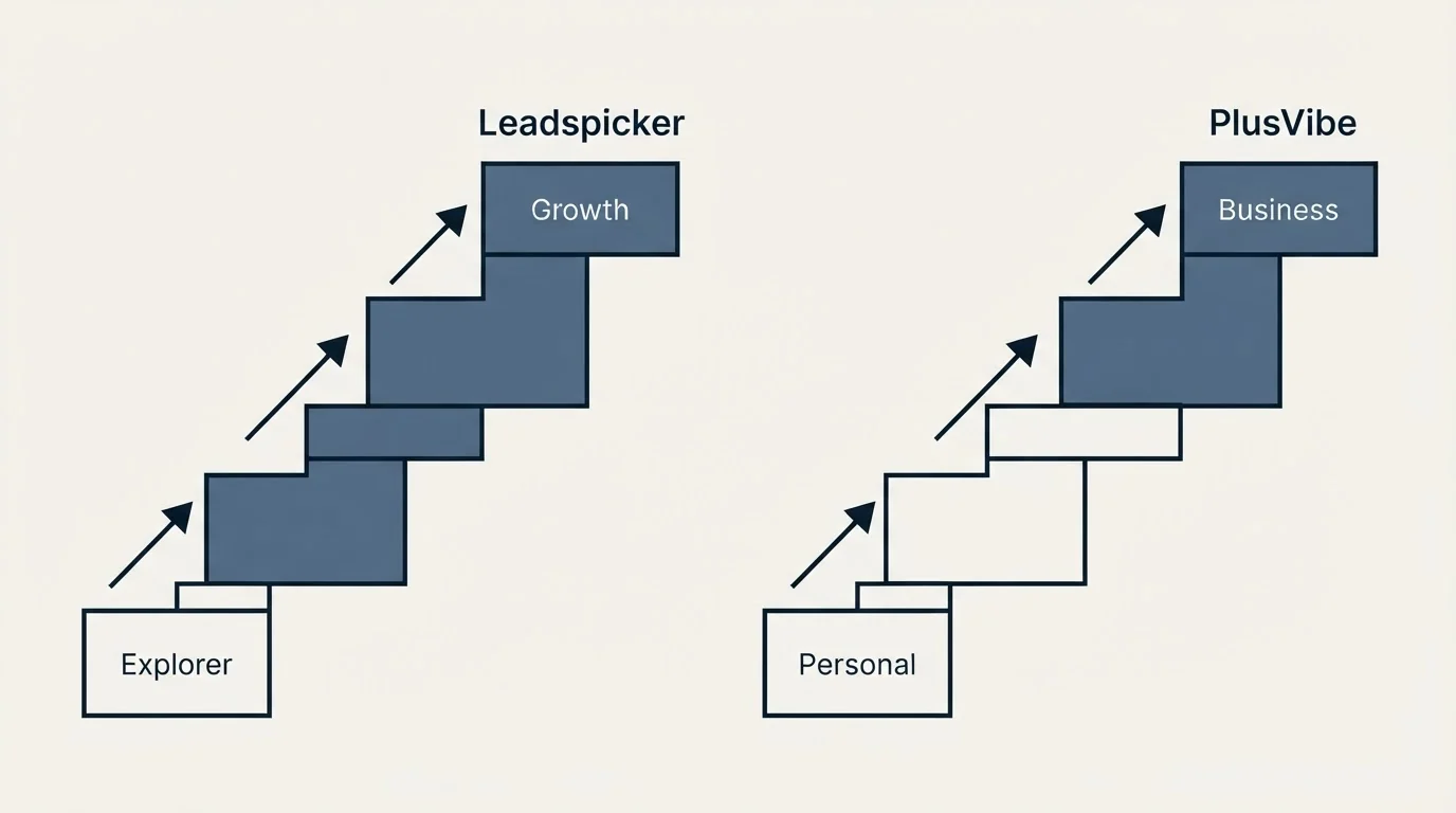 Pricing ladder: Pricing Comparison (Leadspicker, PlusVibe, Explorer, Personal)