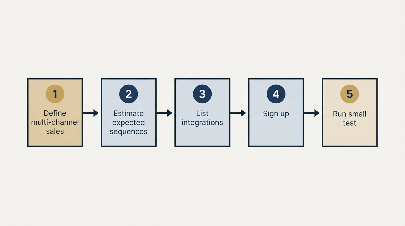 Step sequence: Getting Started Checklist (Define multi-channel sales, Estimate expected sequences, List integrations, Sign up)