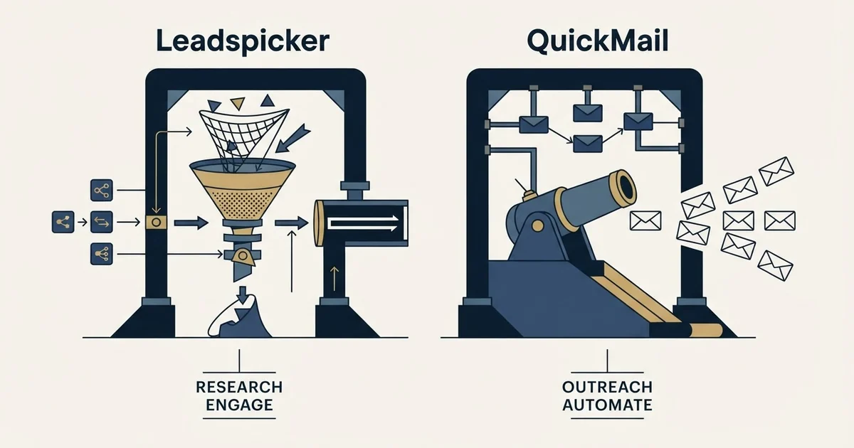 Editorial illustration for Leadspicker vs QuickMail