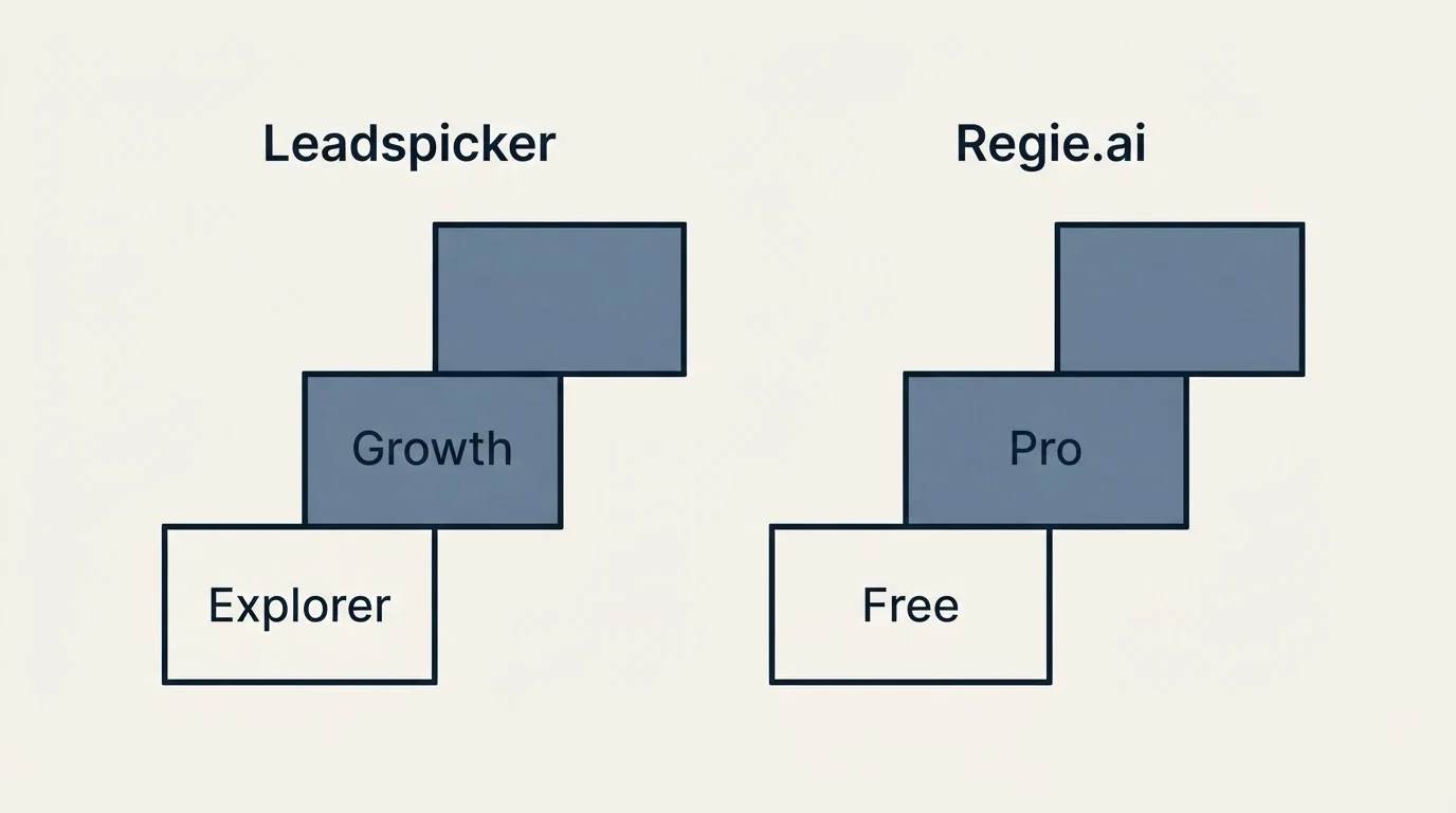 Pricing ladder: Pricing Comparison (Leadspicker, Regie.ai, Explorer, Free)