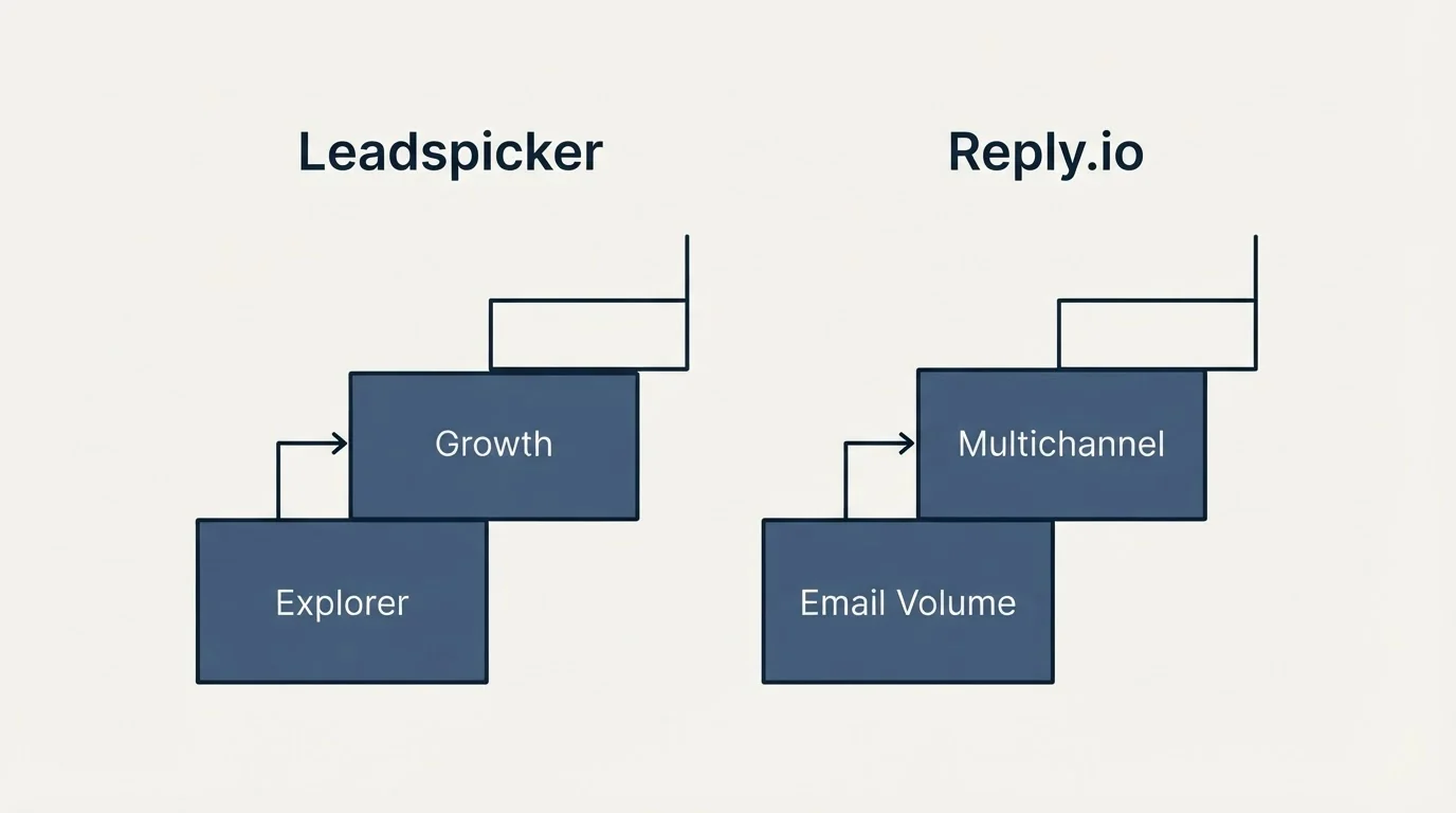 Pricing ladder: Pricing Comparison (Leadspicker, Reply.io, Explorer, Email Volume)