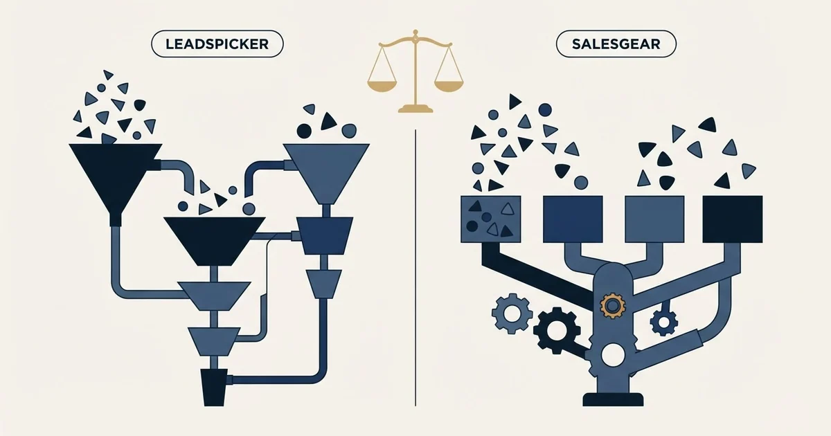 Editorial illustration for Leadspicker vs Salesgear
