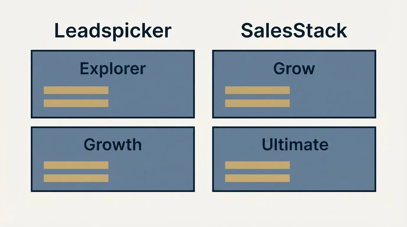 Pricing table: Pricing Comparison (Leadspicker, SalesStack, Explorer, Grow)
