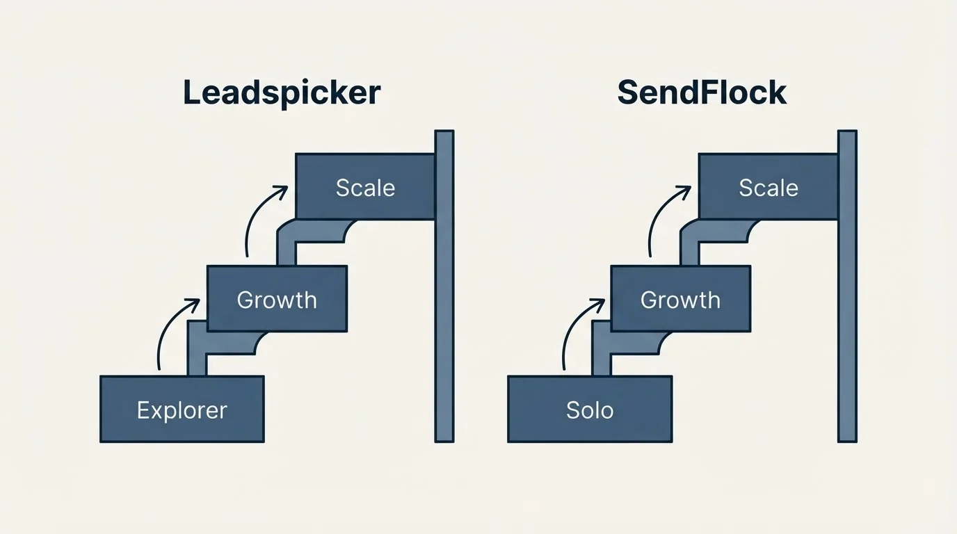 Pricing ladder: Pricing Comparison (Leadspicker, SendFlock, Explorer, Solo)