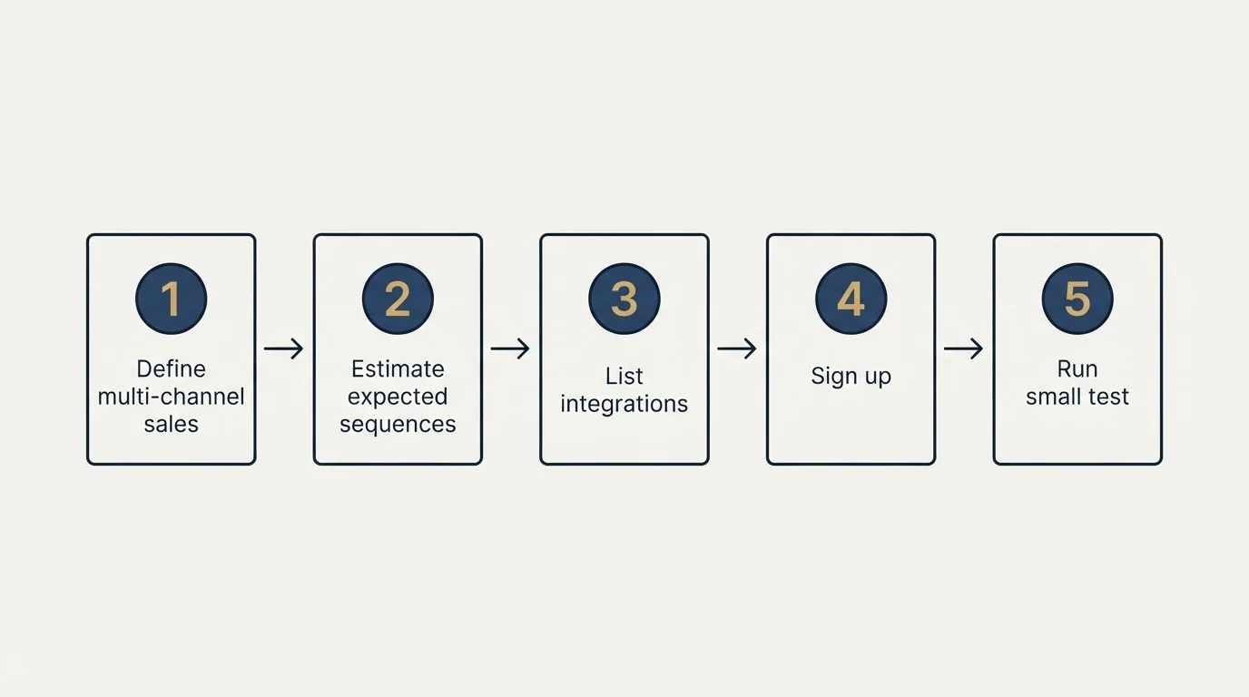 Step sequence: Getting Started Checklist (Define multi-channel sales, Estimate expected sequences, List integrations, Sign up)