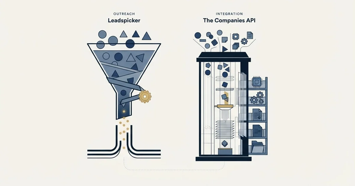 Editorial illustration for Leadspicker vs The Companies API