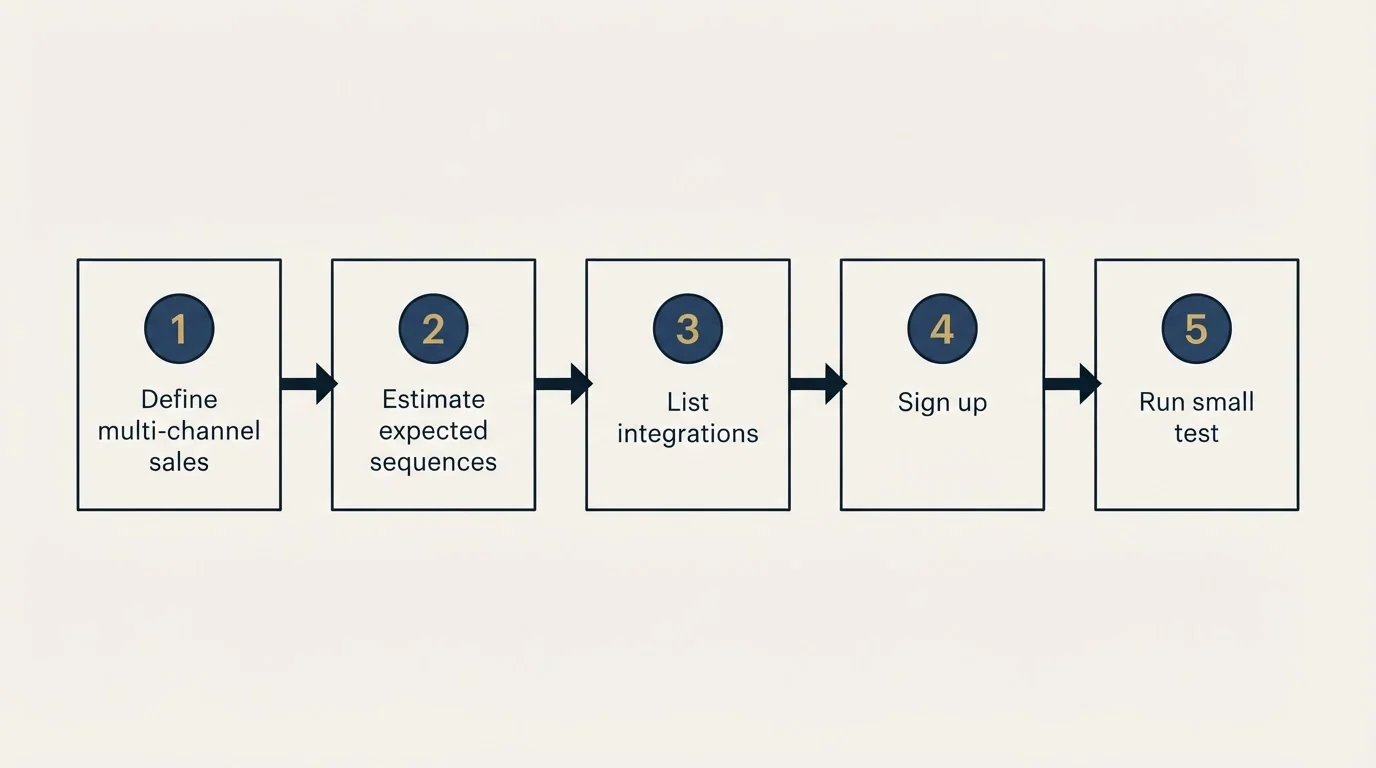 Step sequence: Getting Started Checklist (Define multi-channel sales, Estimate expected sequences, List integrations, Sign up)