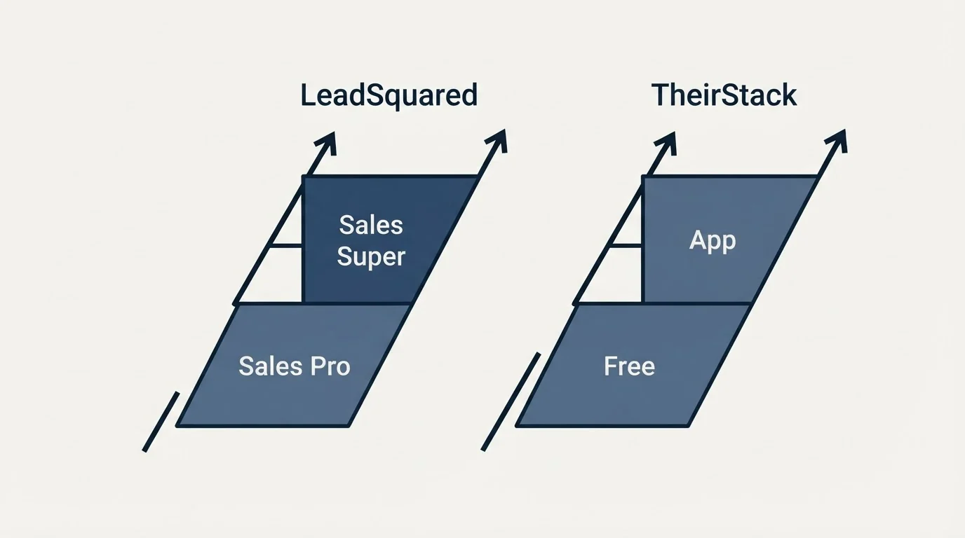 Pricing ladder: Pricing Comparison (LeadSquared, TheirStack, Sales Pro, Free)