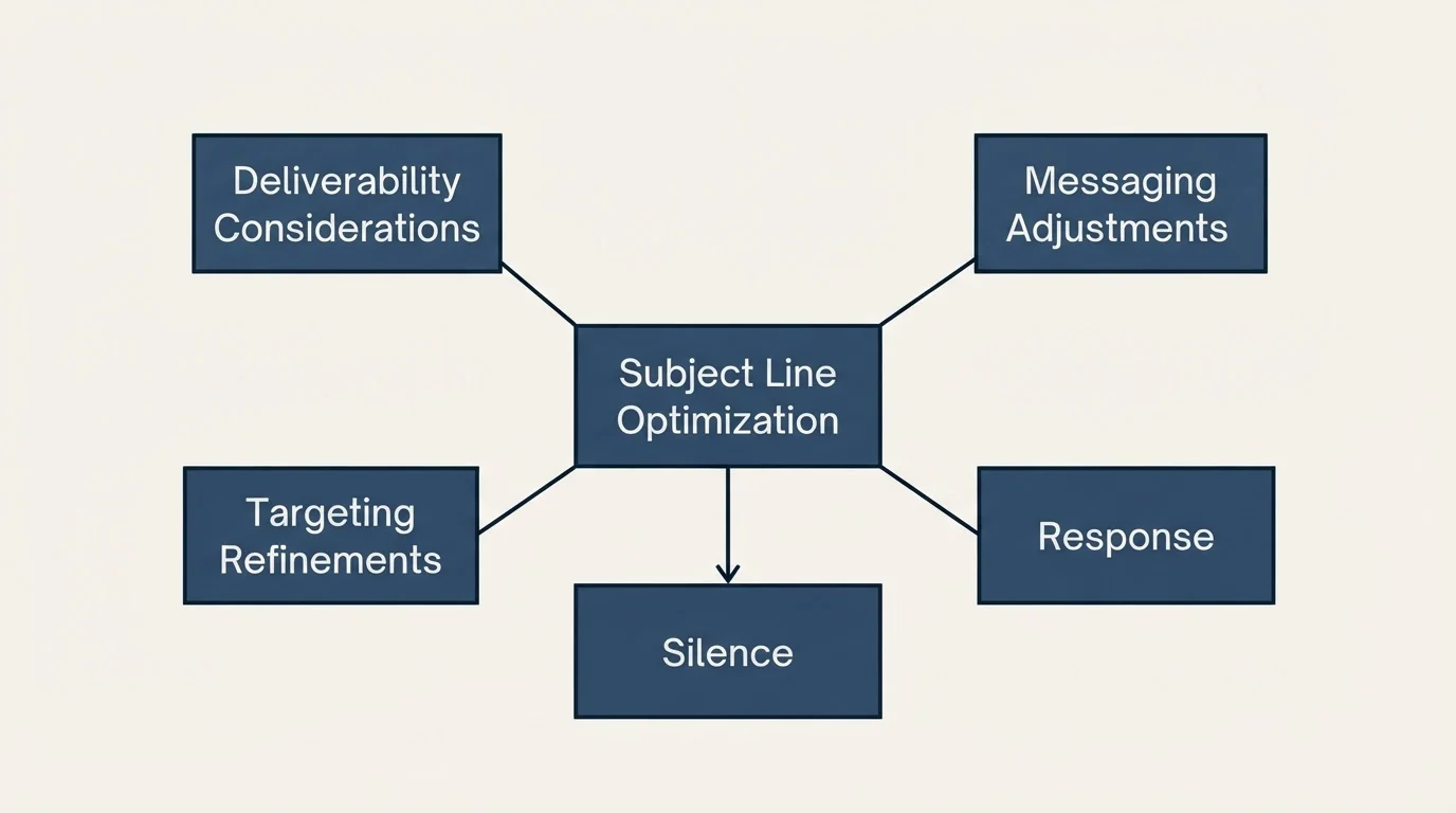 Schematic: Improving Your Legal Cold Email Performance (Subject Line Optimization, Deliverability Considerations, Messaging Adjustments, Targeting Refinements)