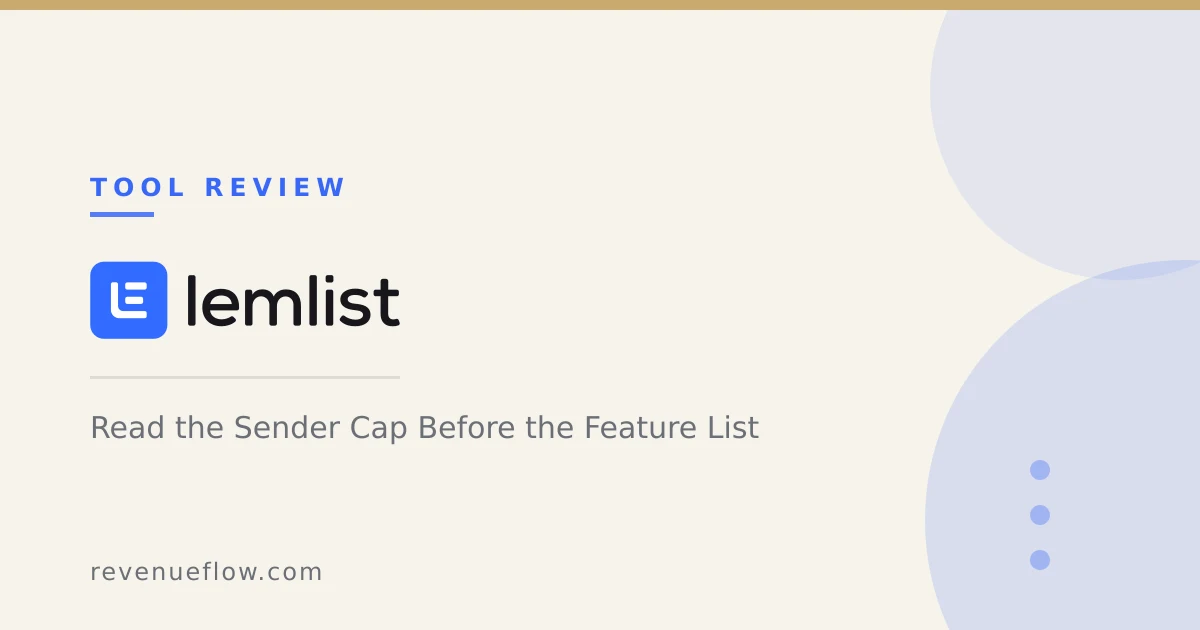 Branded cover: Lemlist Review: Read the Sender Cap Before the Feature List