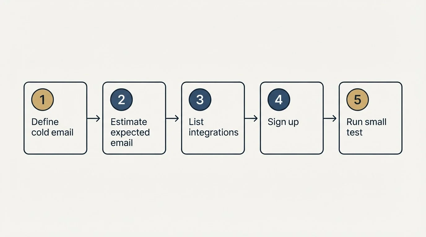 Step sequence: Getting Started Checklist (Define cold email, Estimate expected email, List integrations, Sign up)