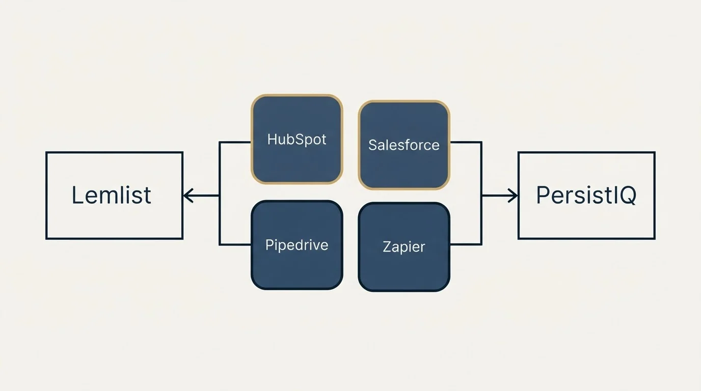 Integration schematic: Integration Ecosystem (Lemlist, PersistIQ, HubSpot, Salesforce)