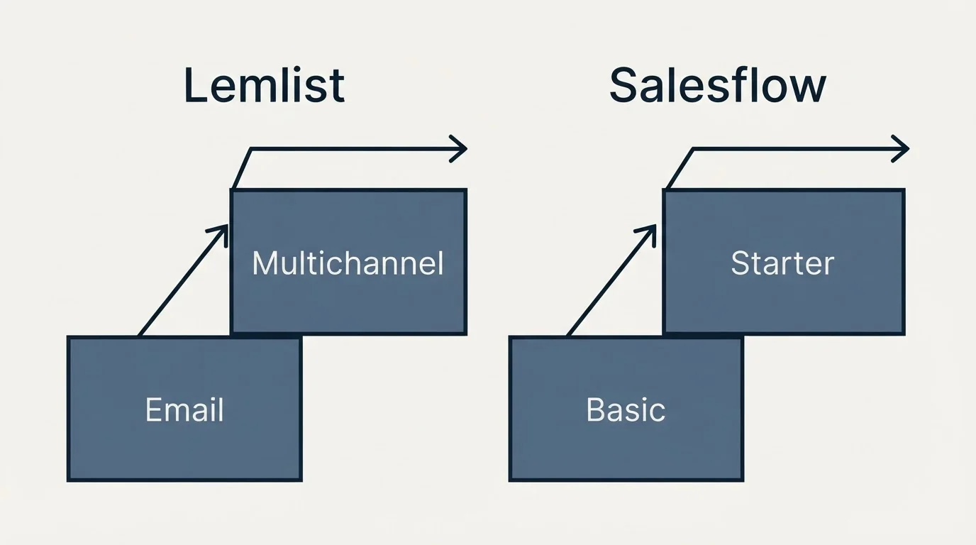 Pricing ladder: Pricing Comparison (Lemlist, Salesflow, Email, Basic)