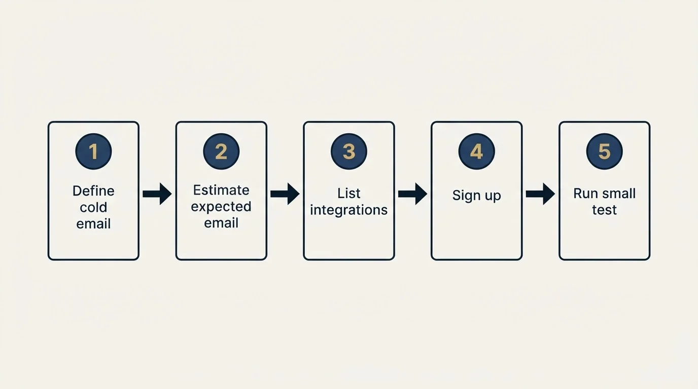 Step sequence: Getting Started Checklist (Define cold email, Estimate expected email, List integrations, Sign up)
