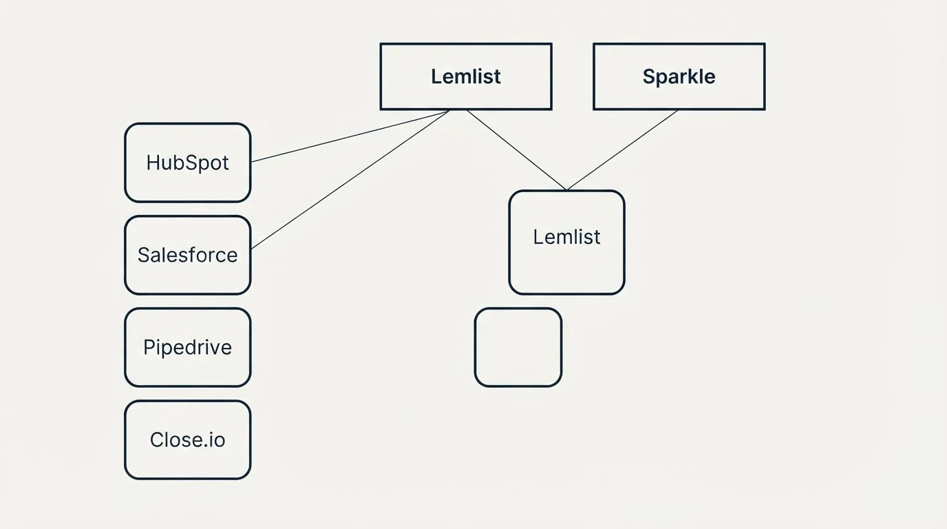 Integration grid: Integration Ecosystem (Lemlist, Sparkle, HubSpot, Salesforce)