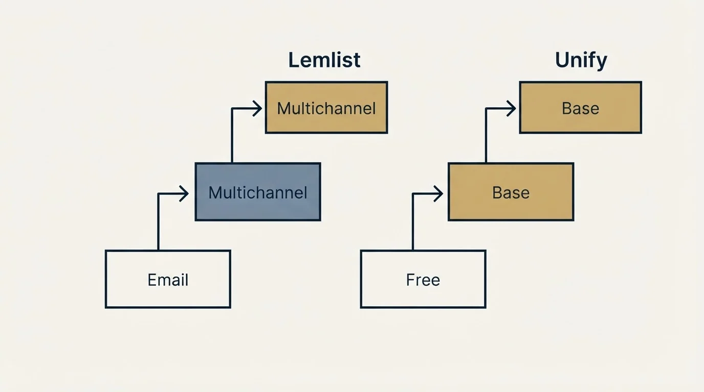 Pricing ladder: Pricing Comparison (Lemlist, Unify, Email, Free)
