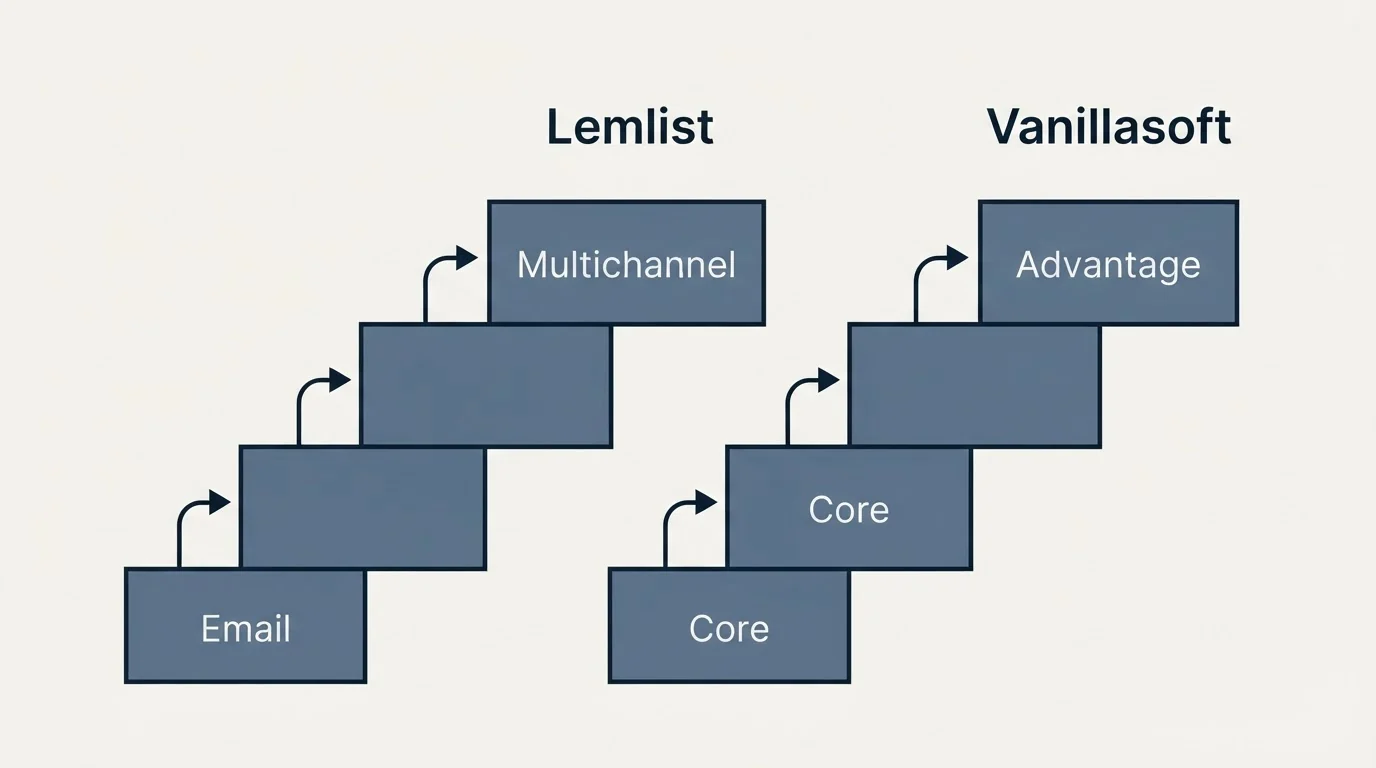 Pricing ladder: Pricing Comparison (Lemlist, Vanillasoft, Email, Core)