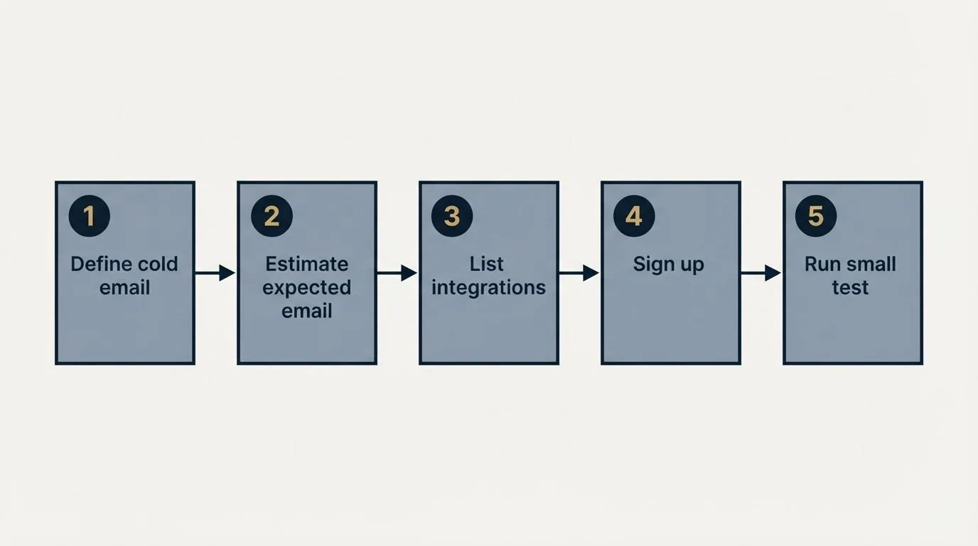 Step sequence: Getting Started Checklist (Define cold email, Estimate expected email, List integrations, Sign up)