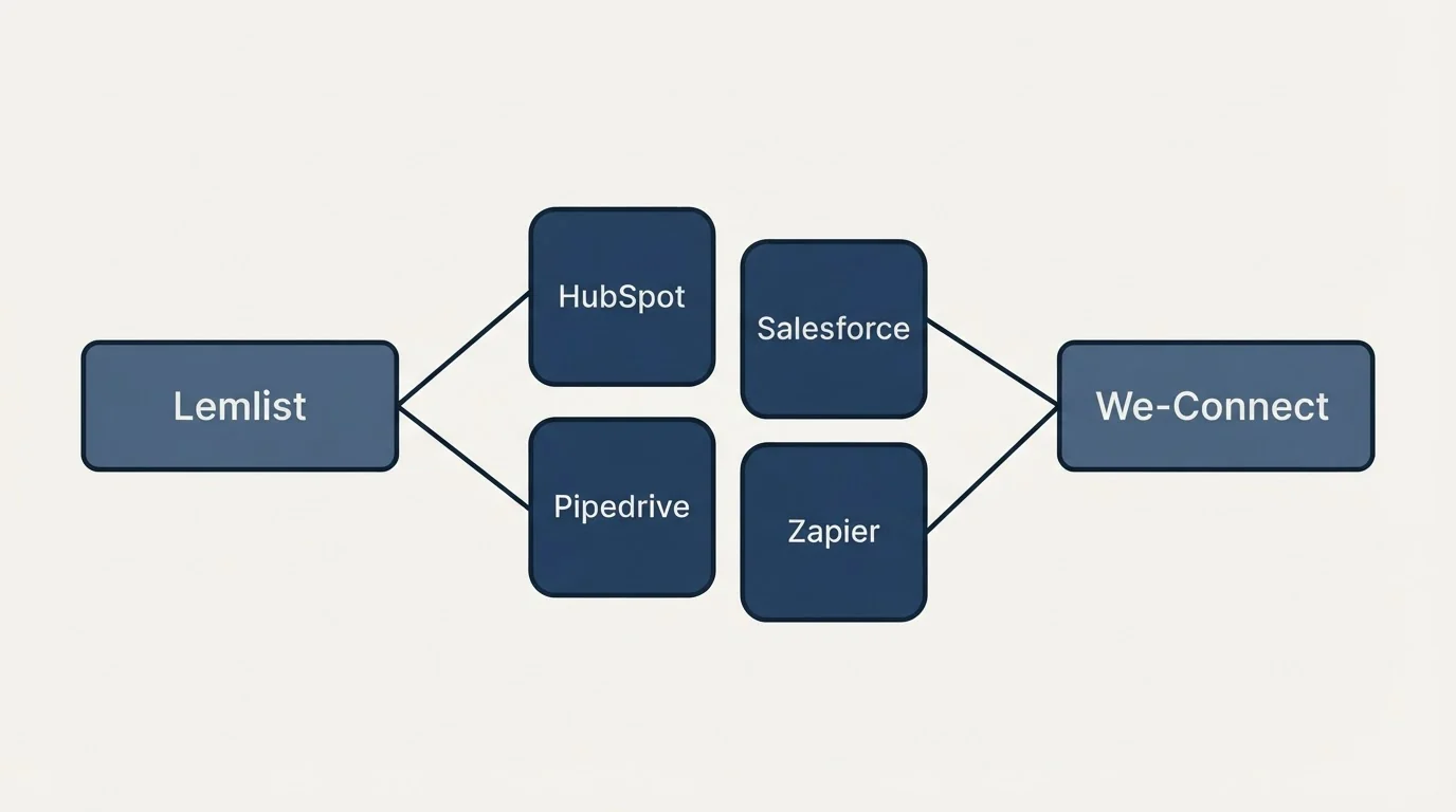 Integration schematic: Integration Ecosystem (Lemlist, We-Connect, HubSpot, Salesforce)