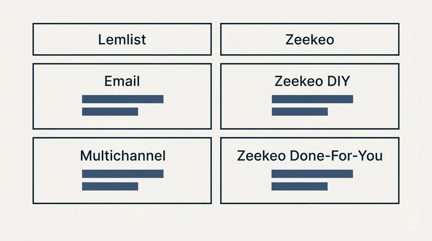 Pricing table: Pricing Comparison (Lemlist, Zeekeo, Email, Zeekeo DIY)