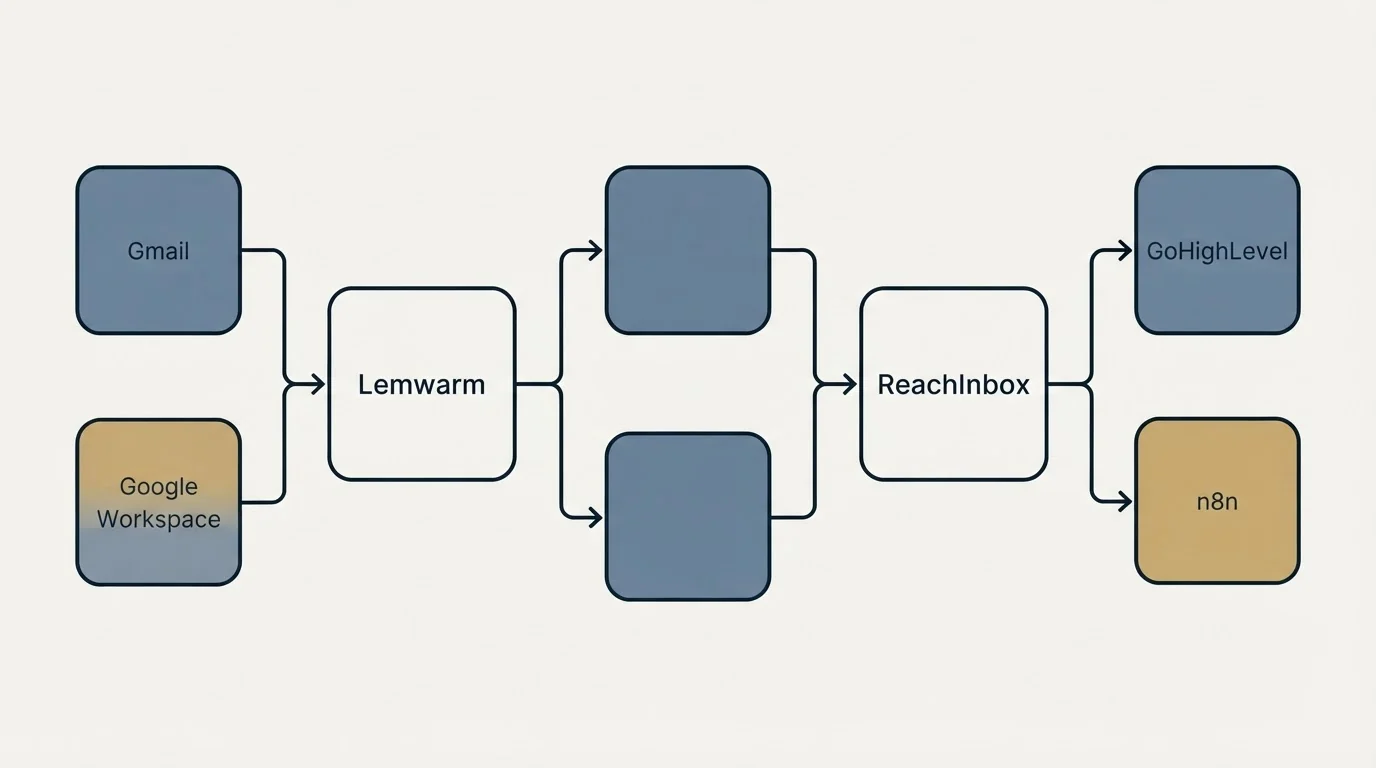 Integration flow: Integration Ecosystem (Lemwarm, ReachInbox, Gmail, GoHighLevel)