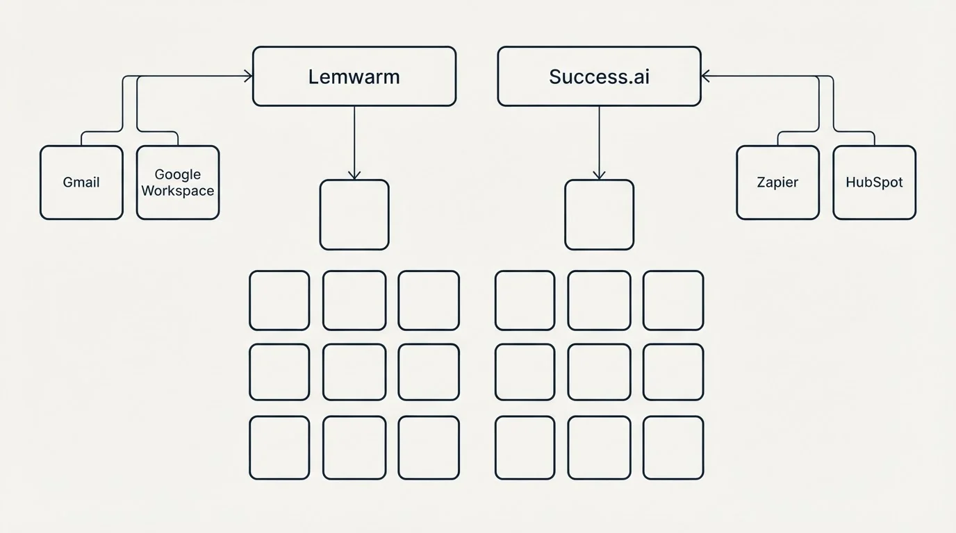 Integration grid: Integration Ecosystem (Lemwarm, Success.ai, Gmail, Zapier)