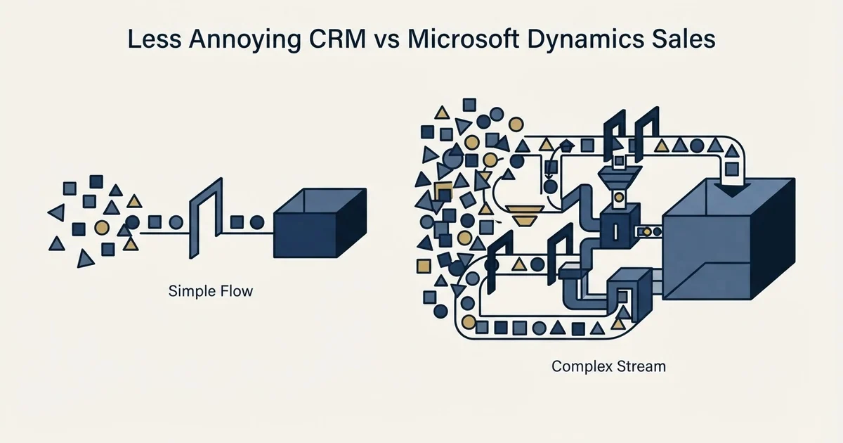 Editorial illustration for Less Annoying CRM vs Microsoft Dynamics Sales
