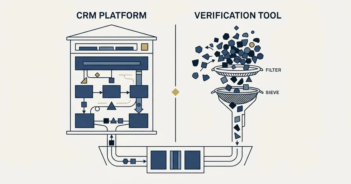 Editorial illustration for Less Annoying CRM vs MillionVerifier