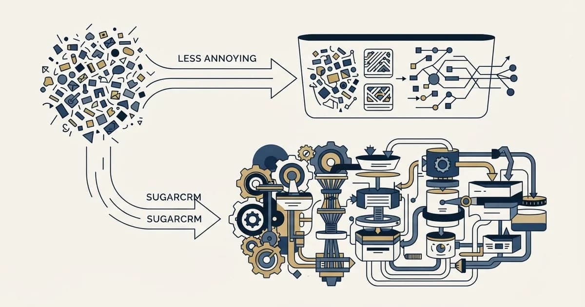 Editorial illustration for Less Annoying CRM vs SugarCRM