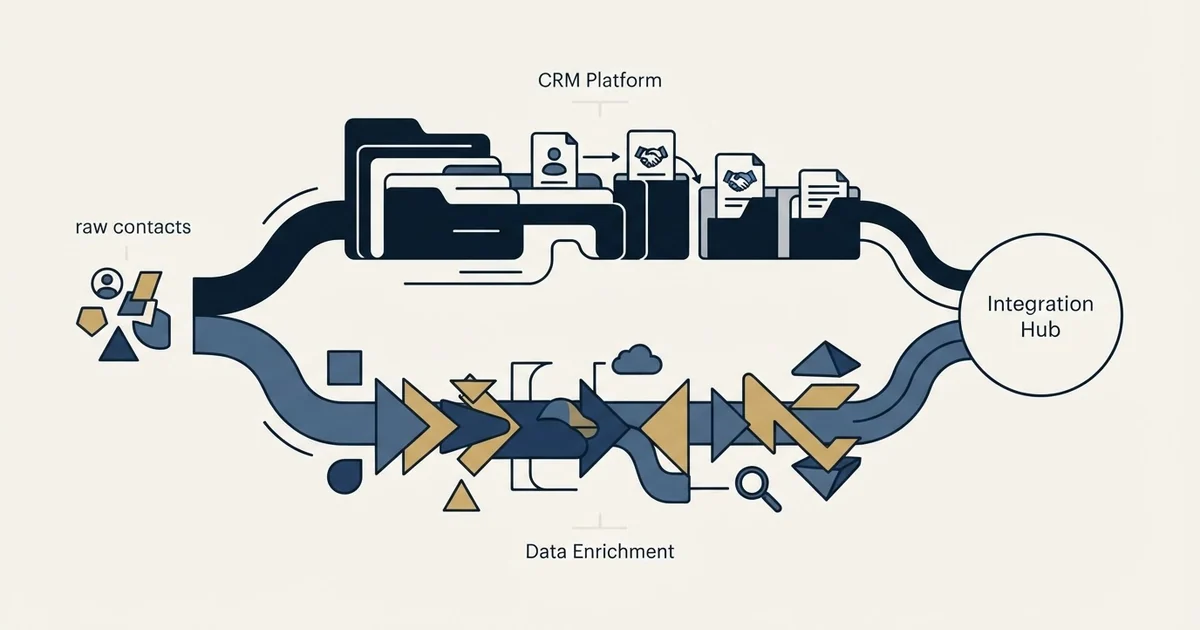 Editorial illustration for Less Annoying CRM vs Surfe