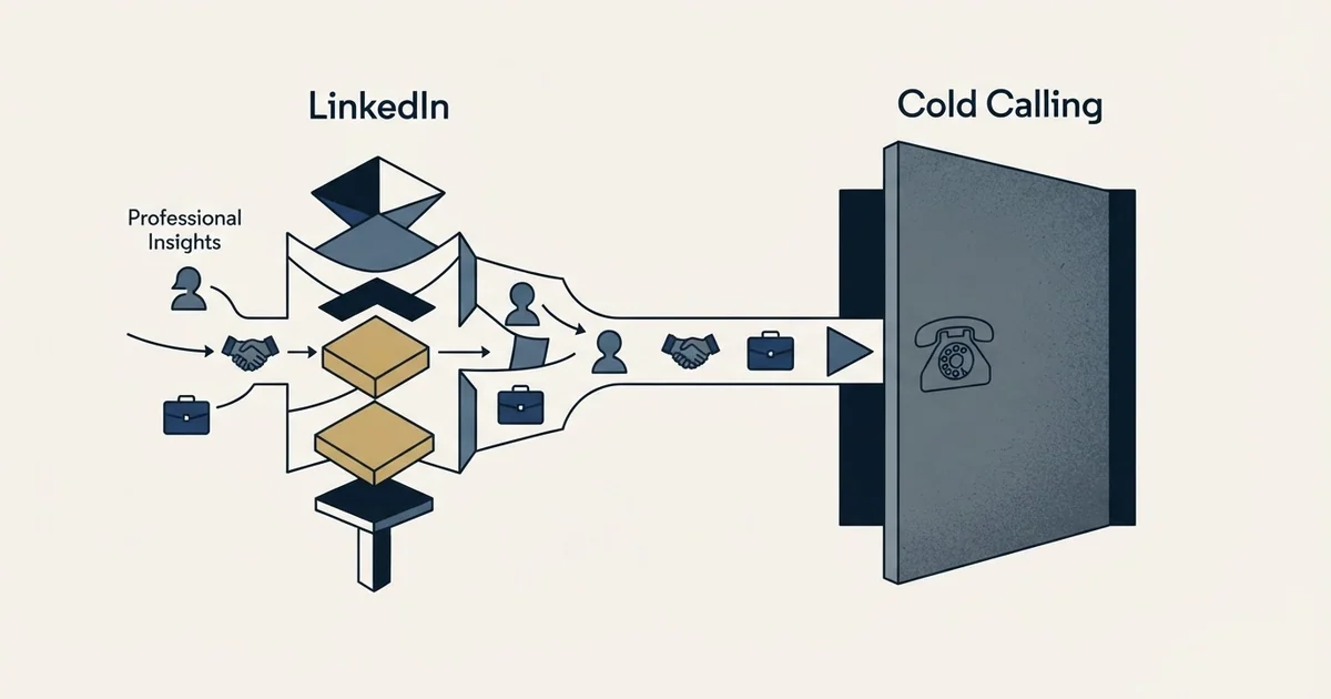 Editorial illustration for LinkedIn and Cold Calling