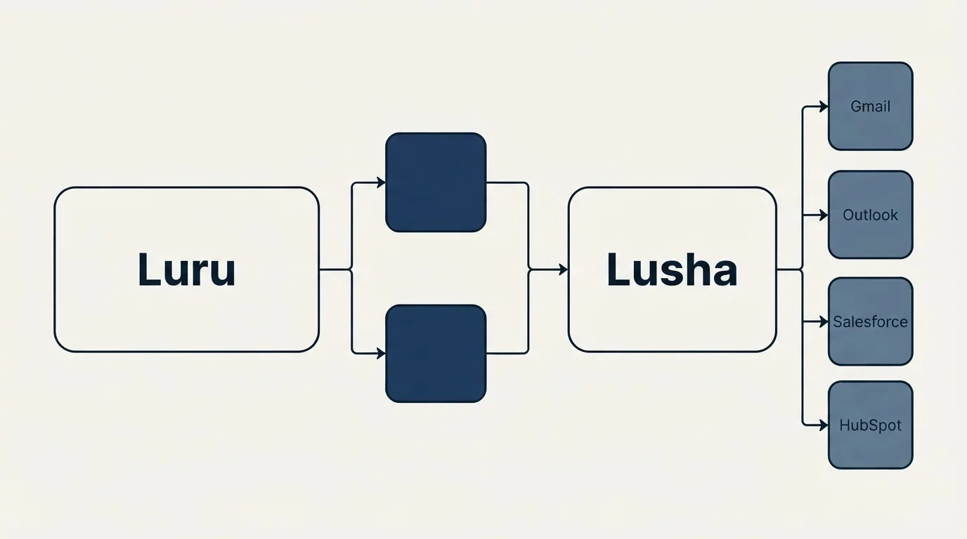 Integration flow: Integration Ecosystem (Luru, Lusha, Gmail, Outlook)