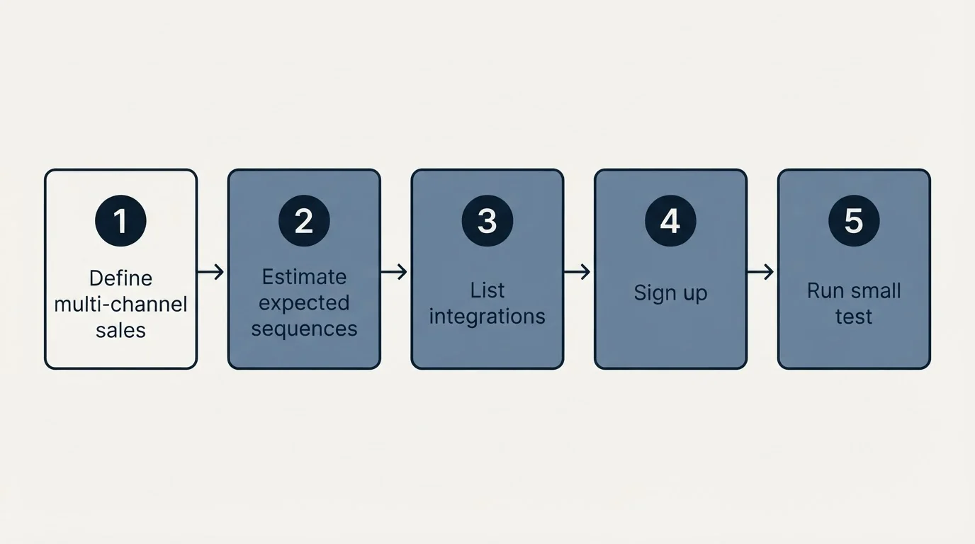 Step sequence: Getting Started Checklist (Define multi-channel sales, Estimate expected sequences, List integrations, Sign up)